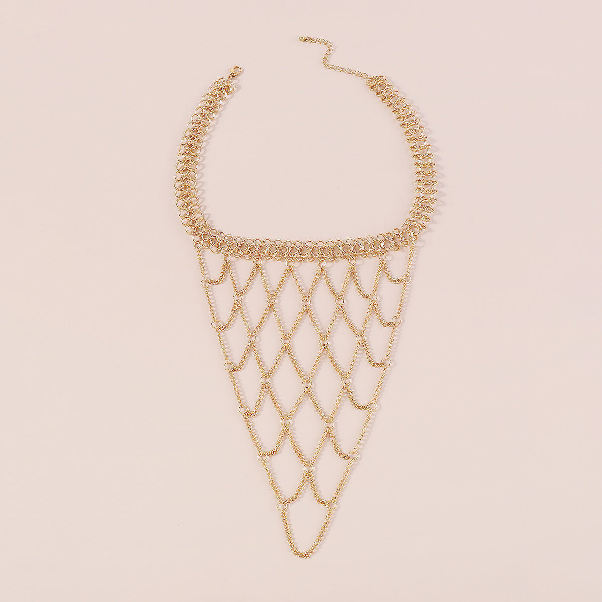 N11211 Metal Latticed Long Pendant Necklace