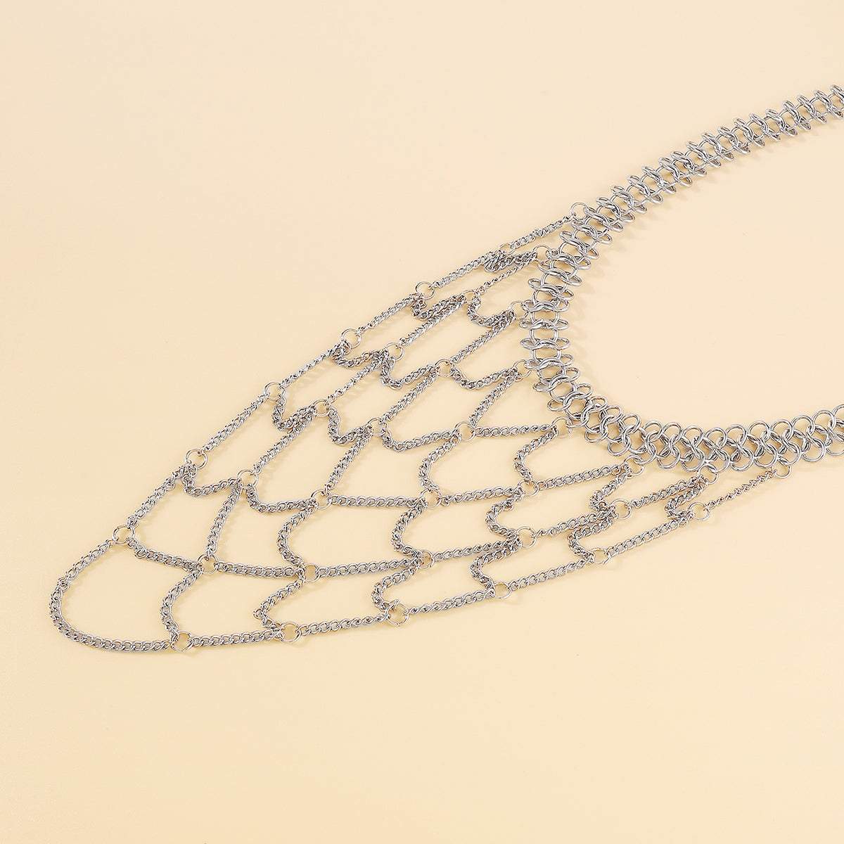 N11211 Metal Latticed Long Pendant Necklace