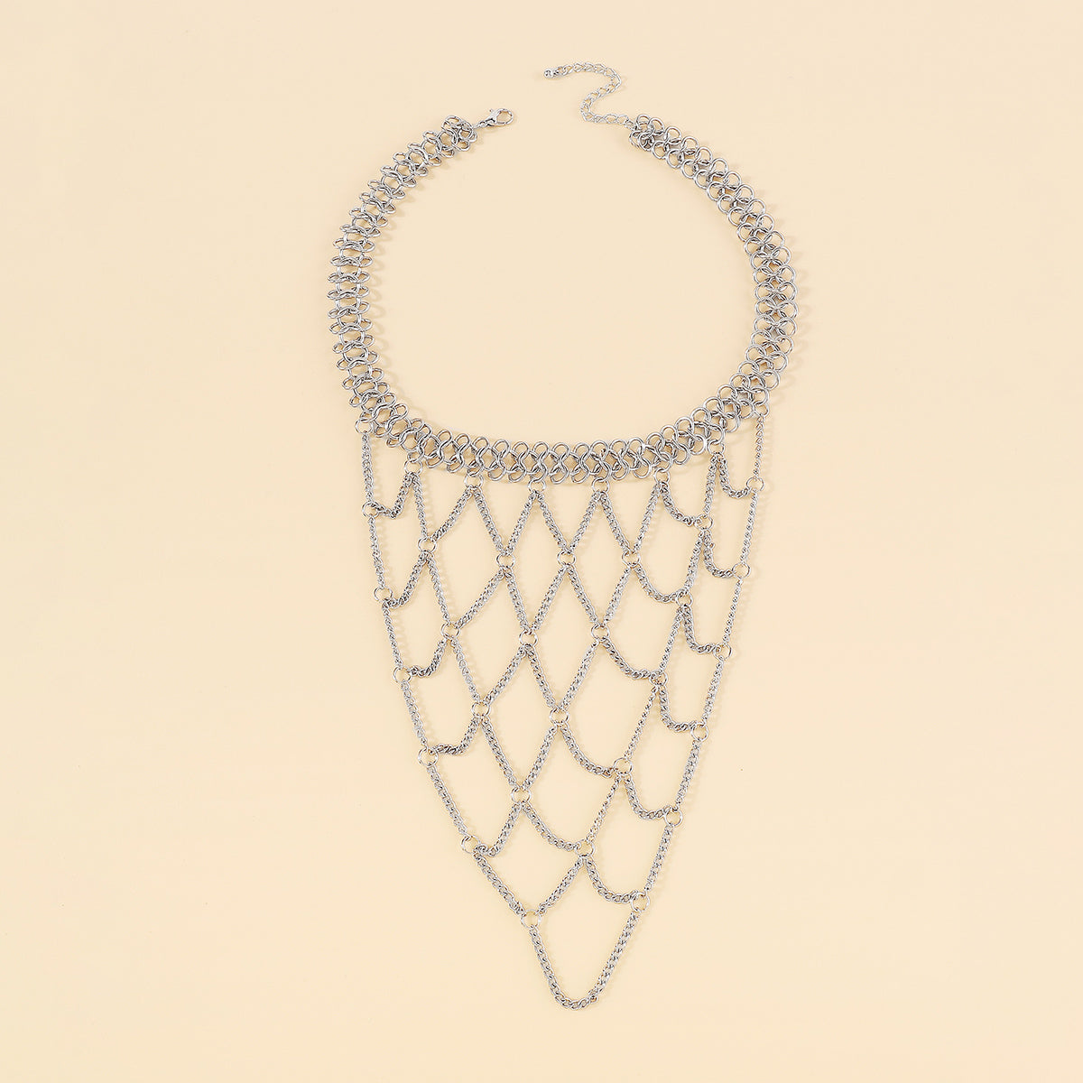 N11211 Metal Latticed Long Pendant Necklace