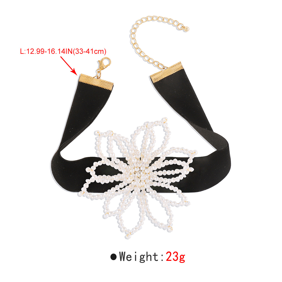 N11239 Lux Pearl Flower Choker Necklace
