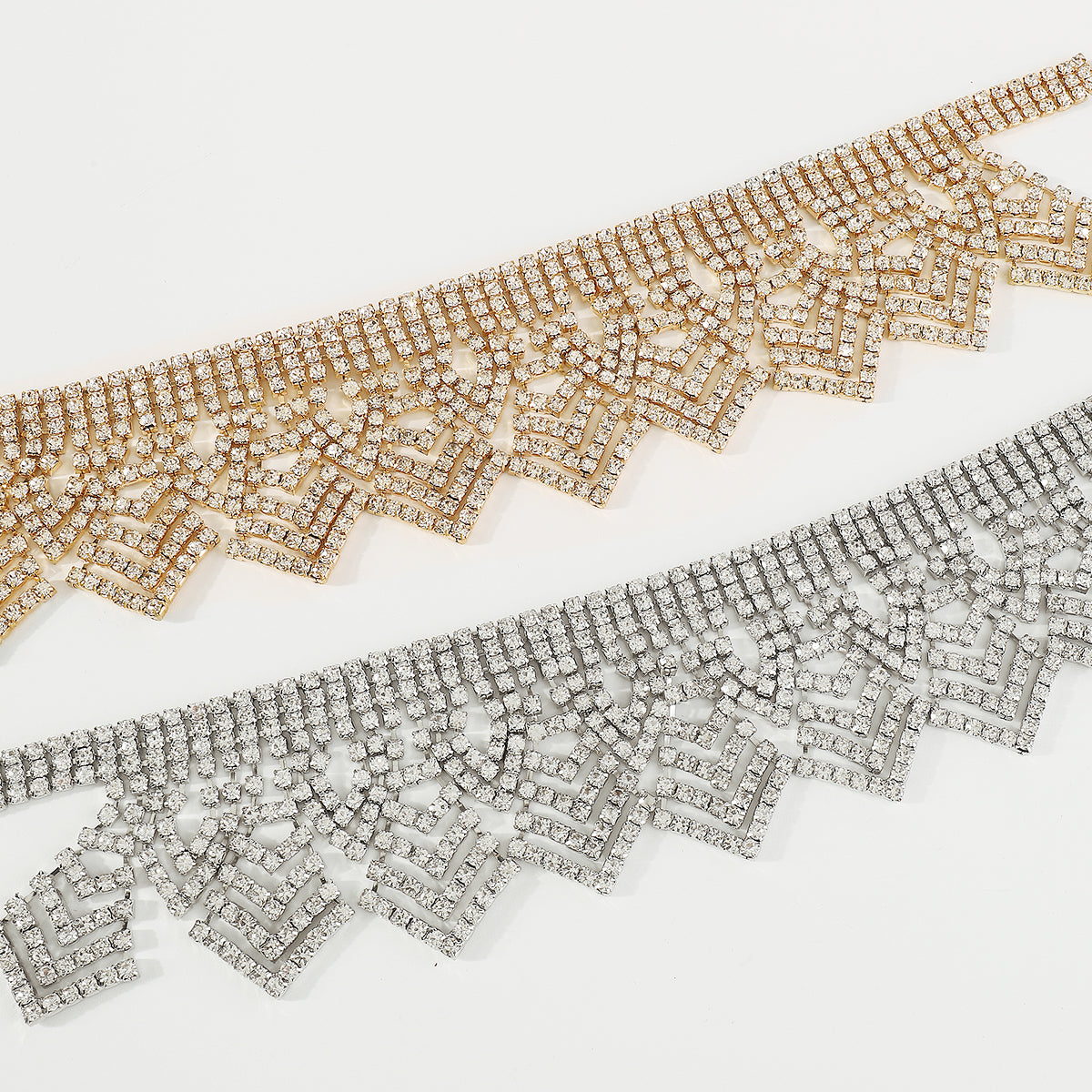 N11240 Shinny Full Crystal Choker Necklaces