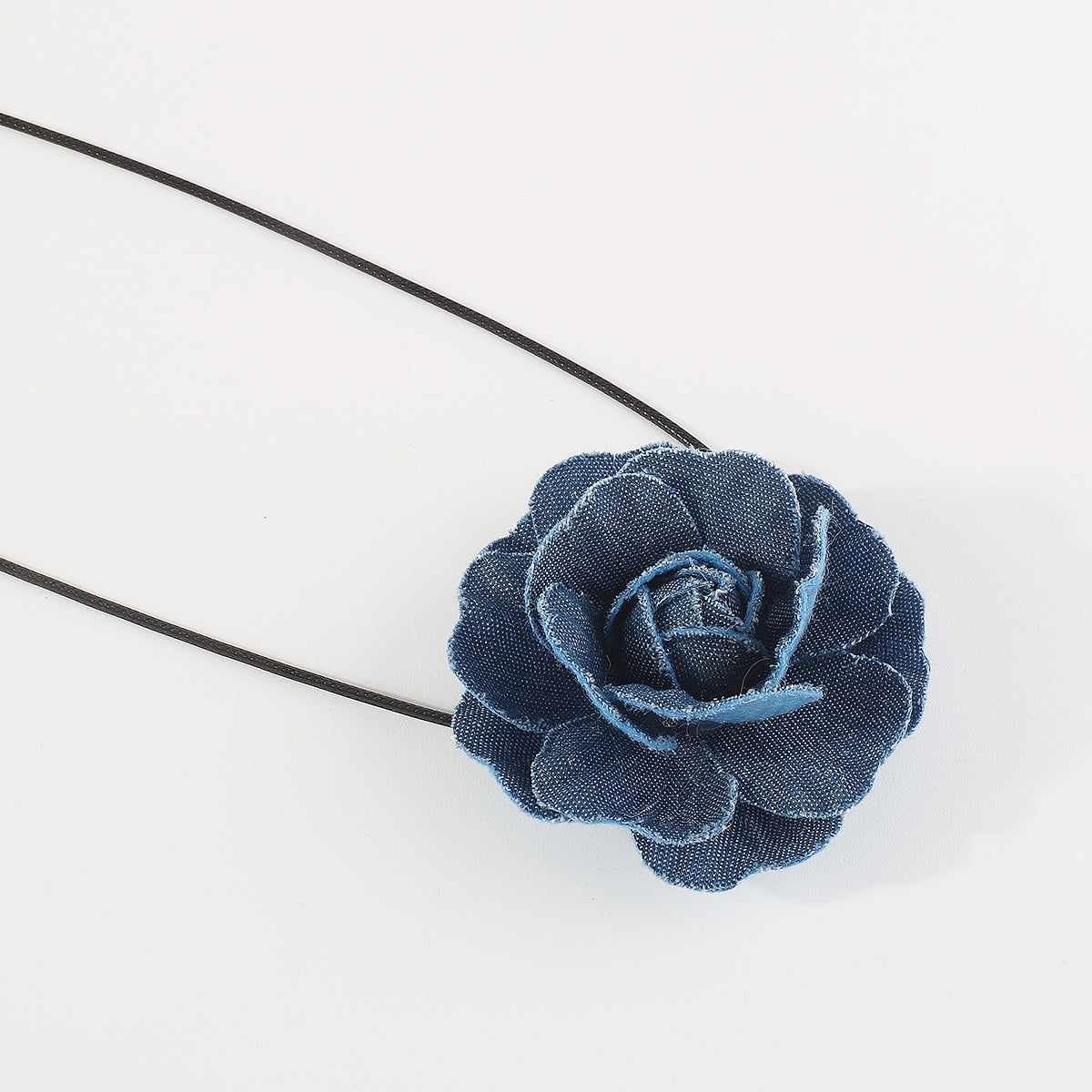 N11261 Retro Denim Flower Choker Necklace