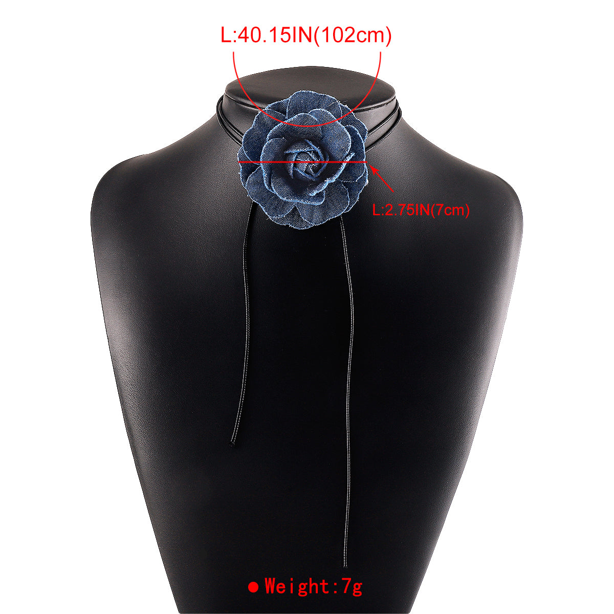 N11261 Retro Denim Flower Choker Necklace