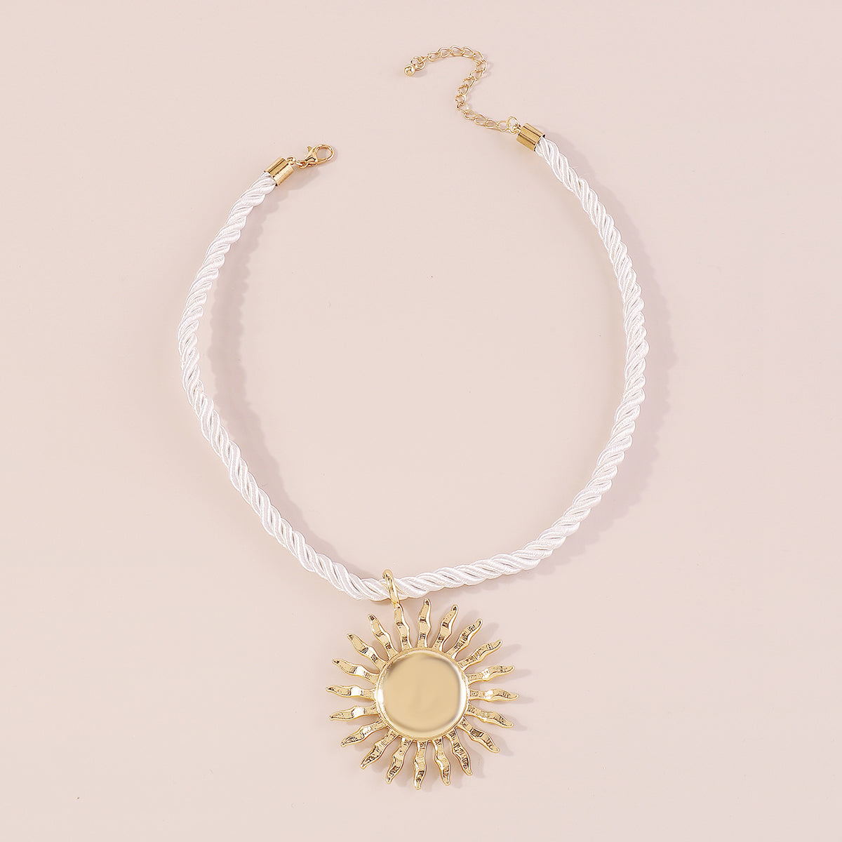 N11262 Geometric Metal Sun Pendant Necklace