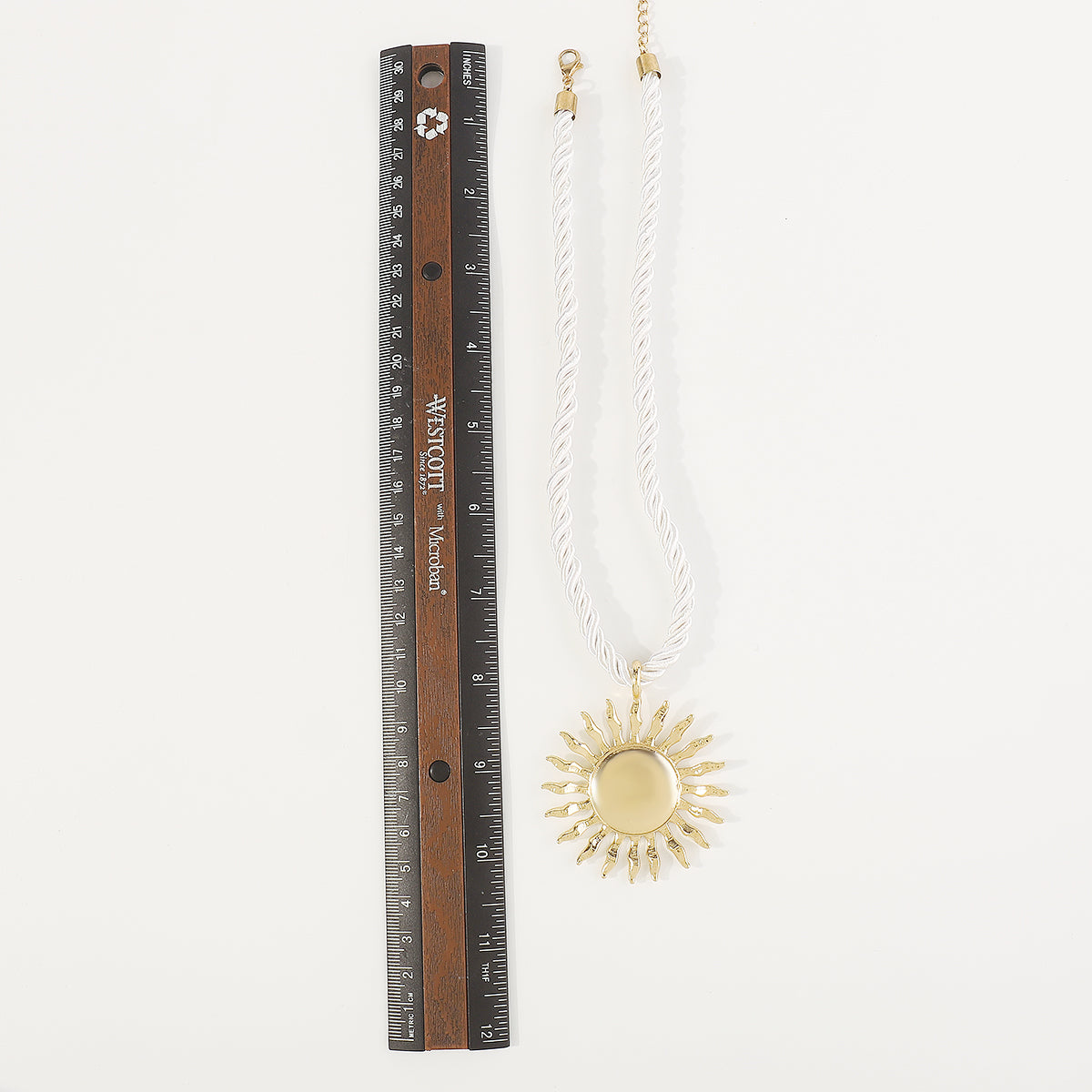 N11262 Geometric Metal Sun Pendant Necklace