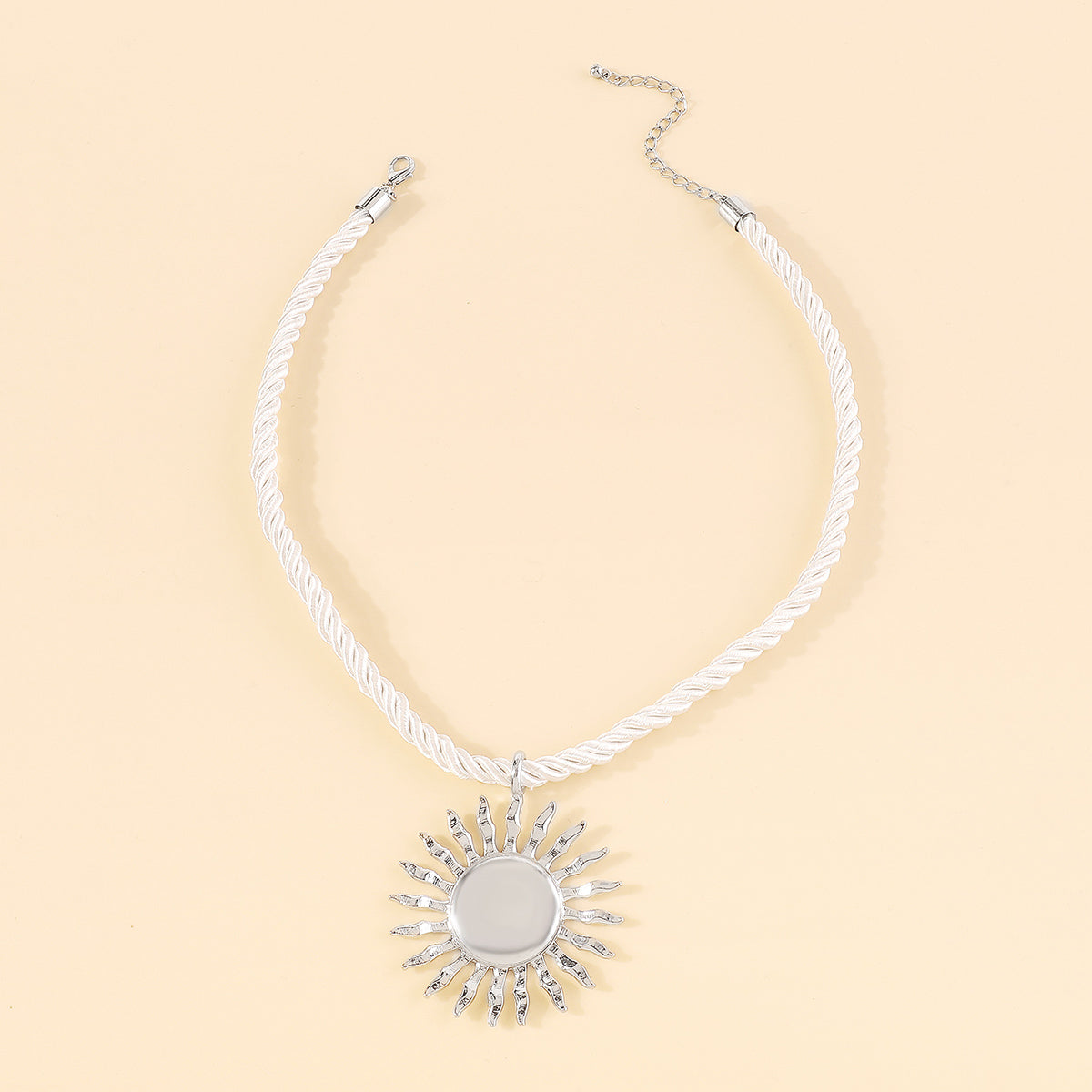 N11262 Geometric Metal Sun Pendant Necklace