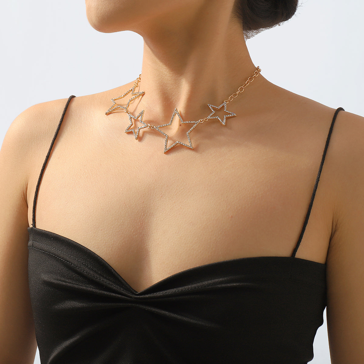 N11275 Rhinestone Star Statement Necklace