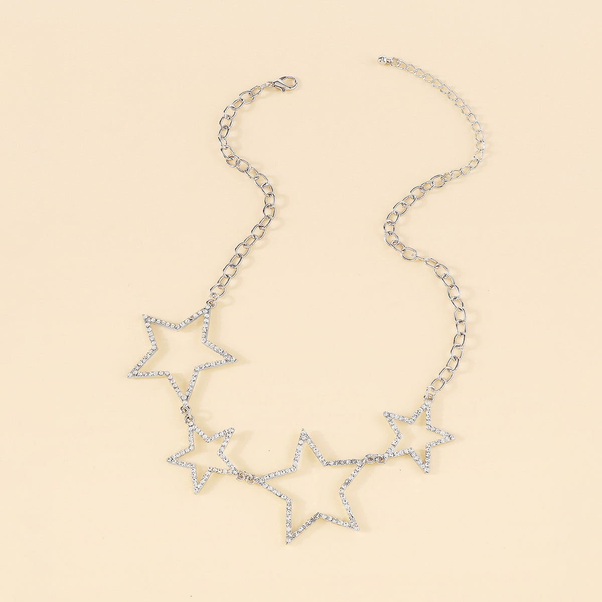 N11275 Rhinestone Star Statement Necklace
