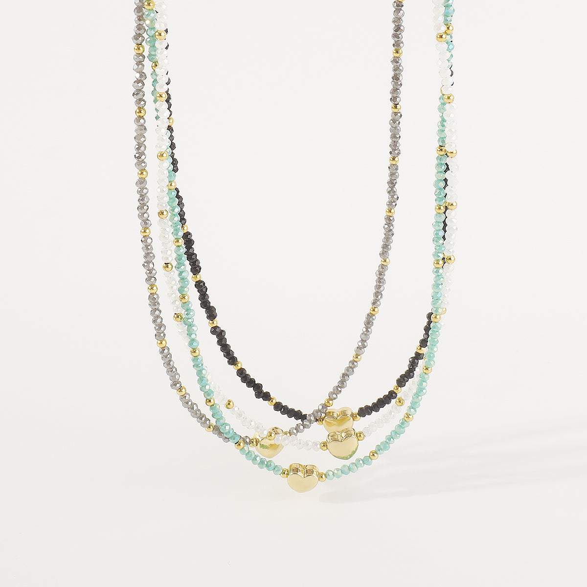 N11303 Mermaid Beads Golden Heart Dainty Necklace