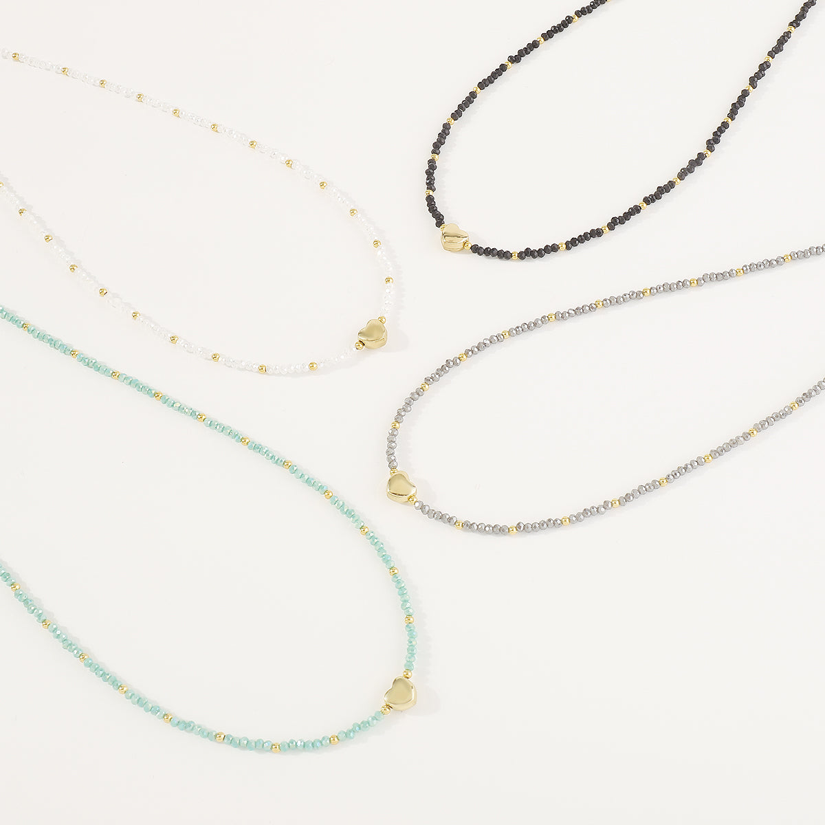 N11303 Mermaid Beads Golden Heart Dainty Necklace