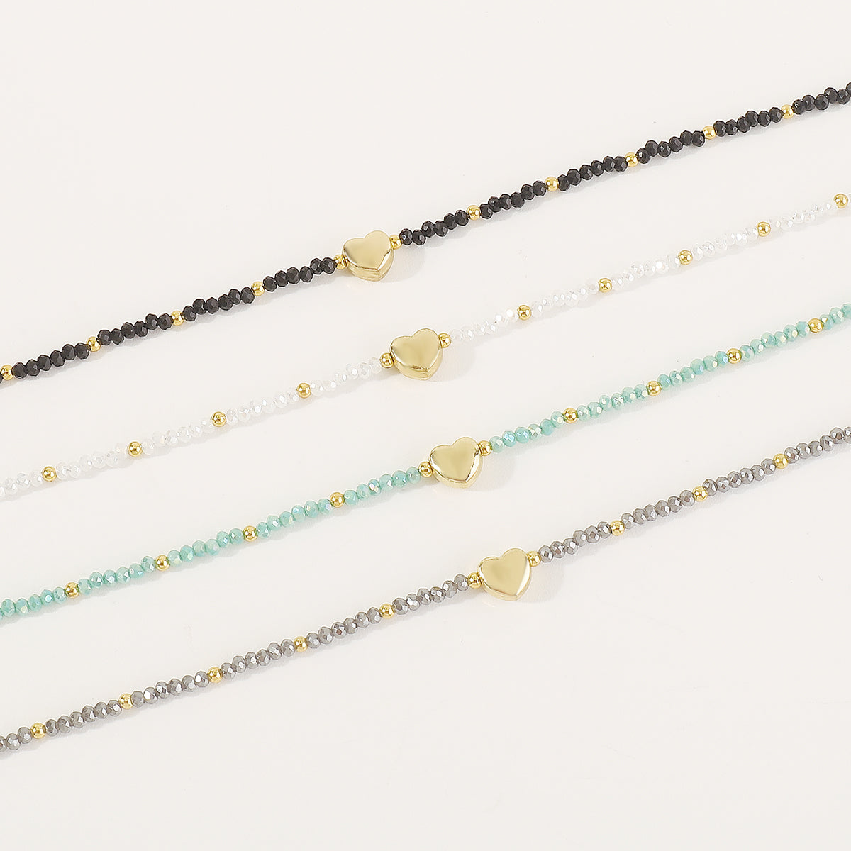 N11303 Mermaid Beads Golden Heart Dainty Necklace