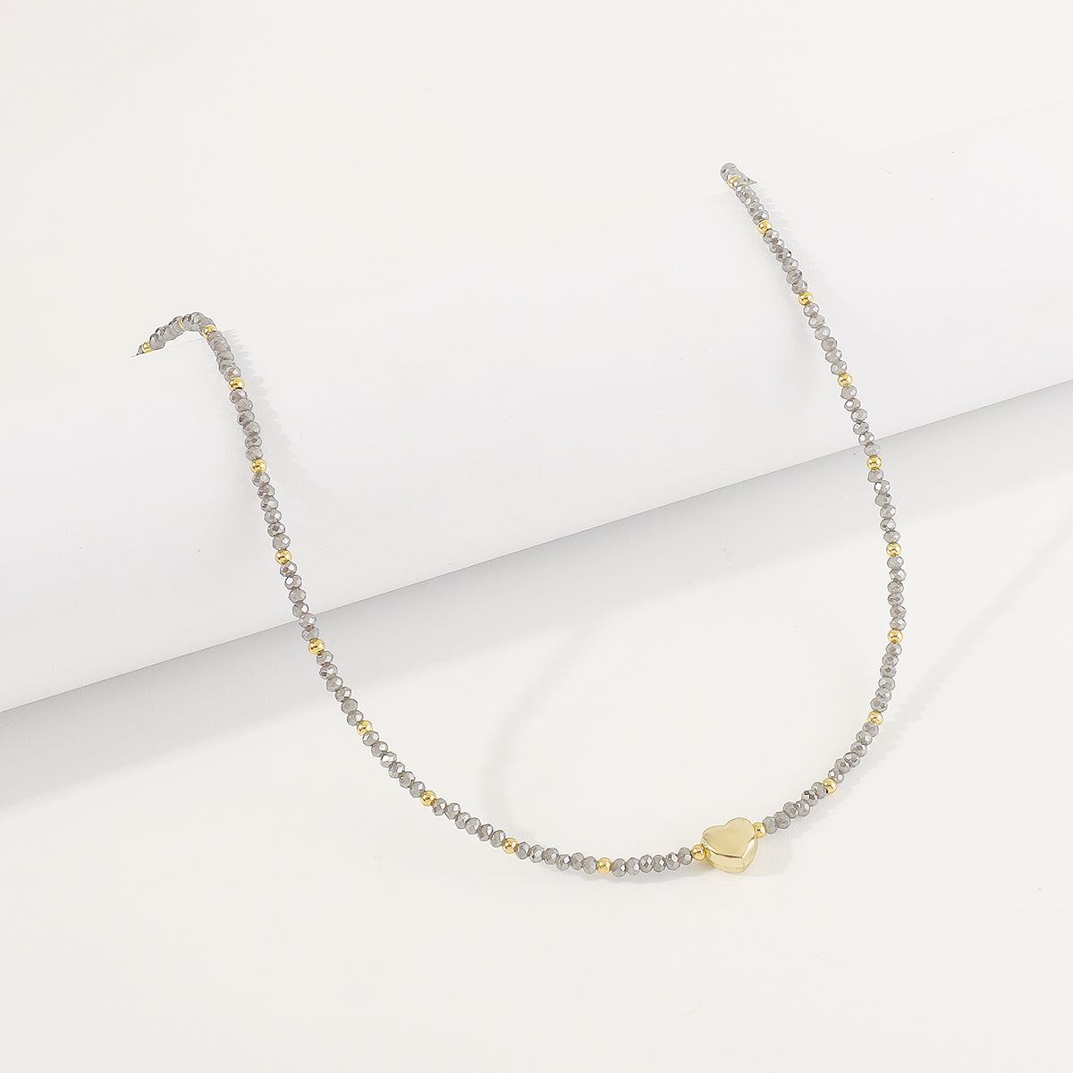 N11303 Mermaid Beads Golden Heart Dainty Necklace