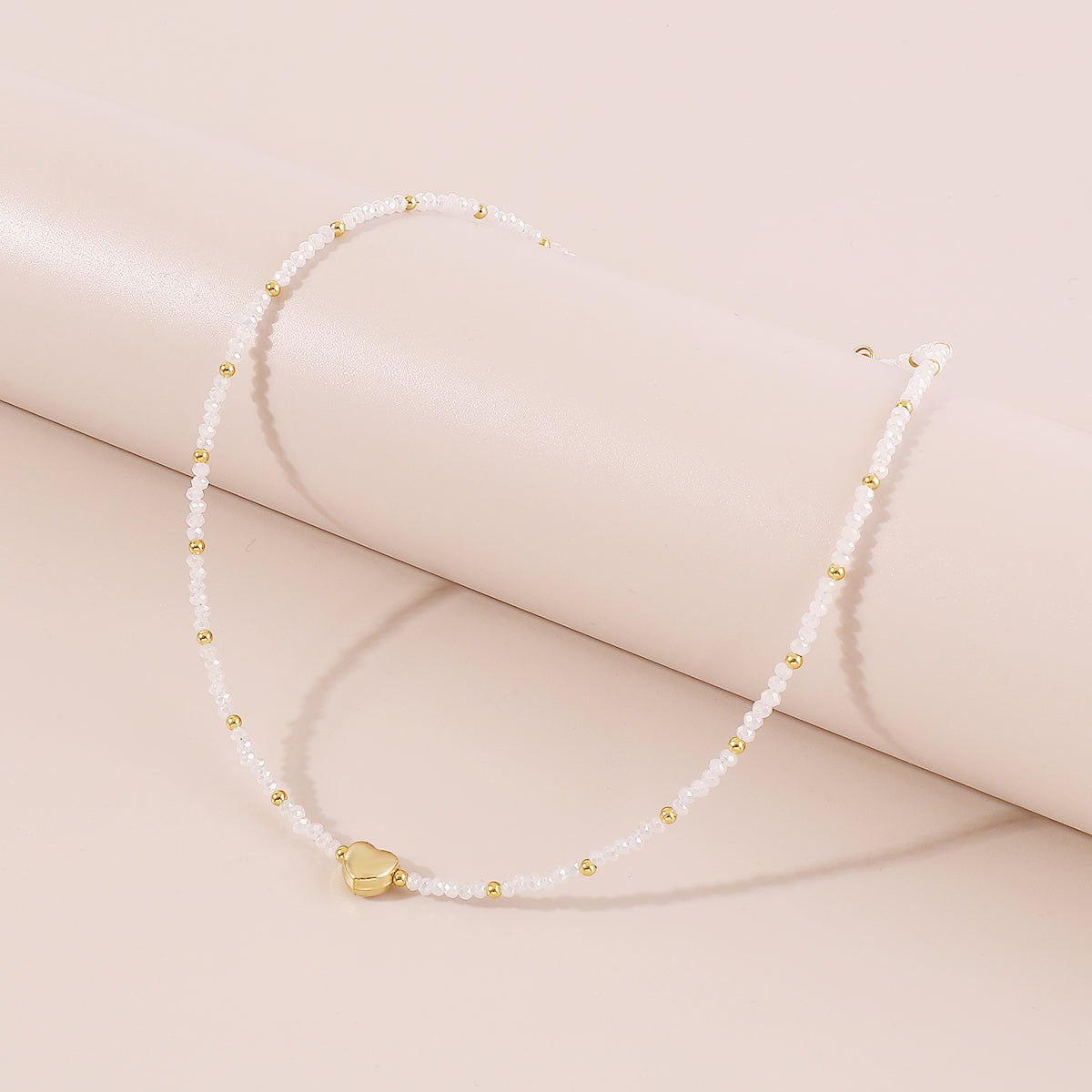 N11303 Mermaid Beads Golden Heart Dainty Necklace