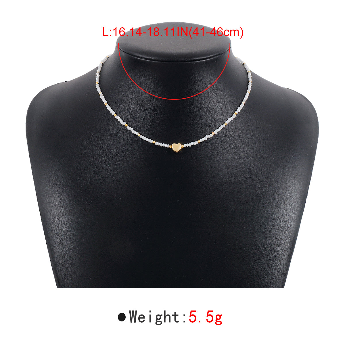 N11303 Mermaid Beads Golden Heart Dainty Necklace