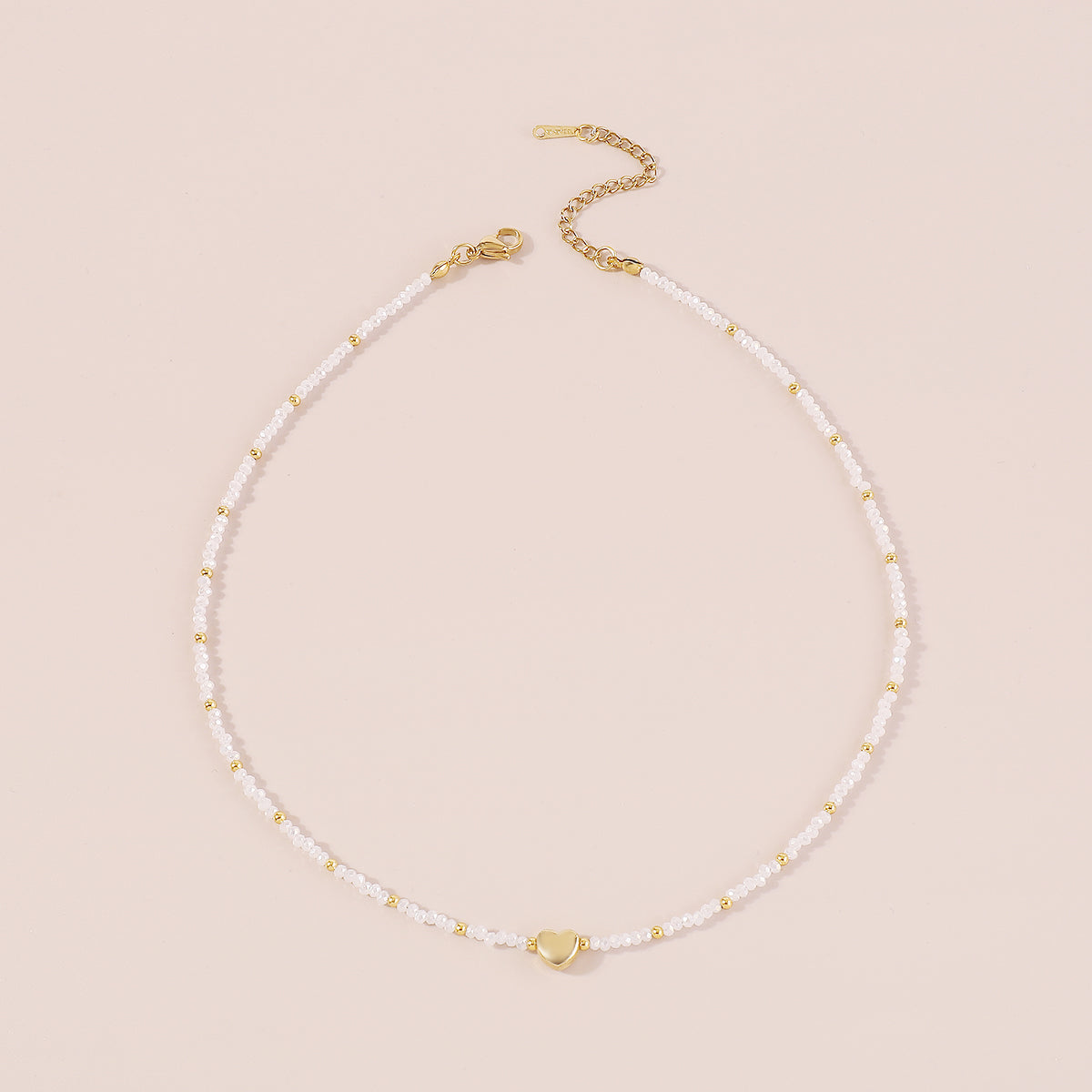 N11303 Mermaid Beads Golden Heart Dainty Necklace