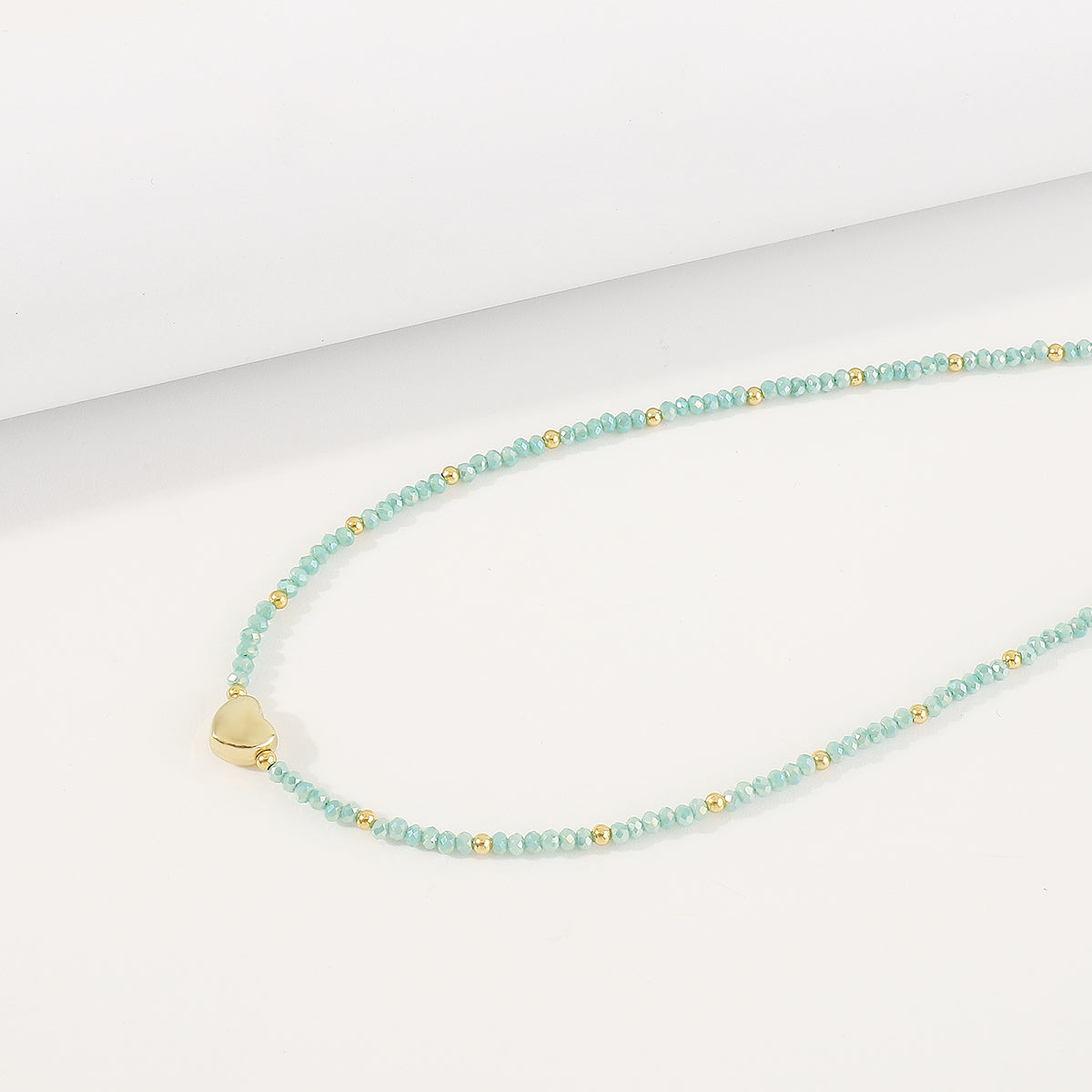N11303 Mermaid Beads Golden Heart Dainty Necklace