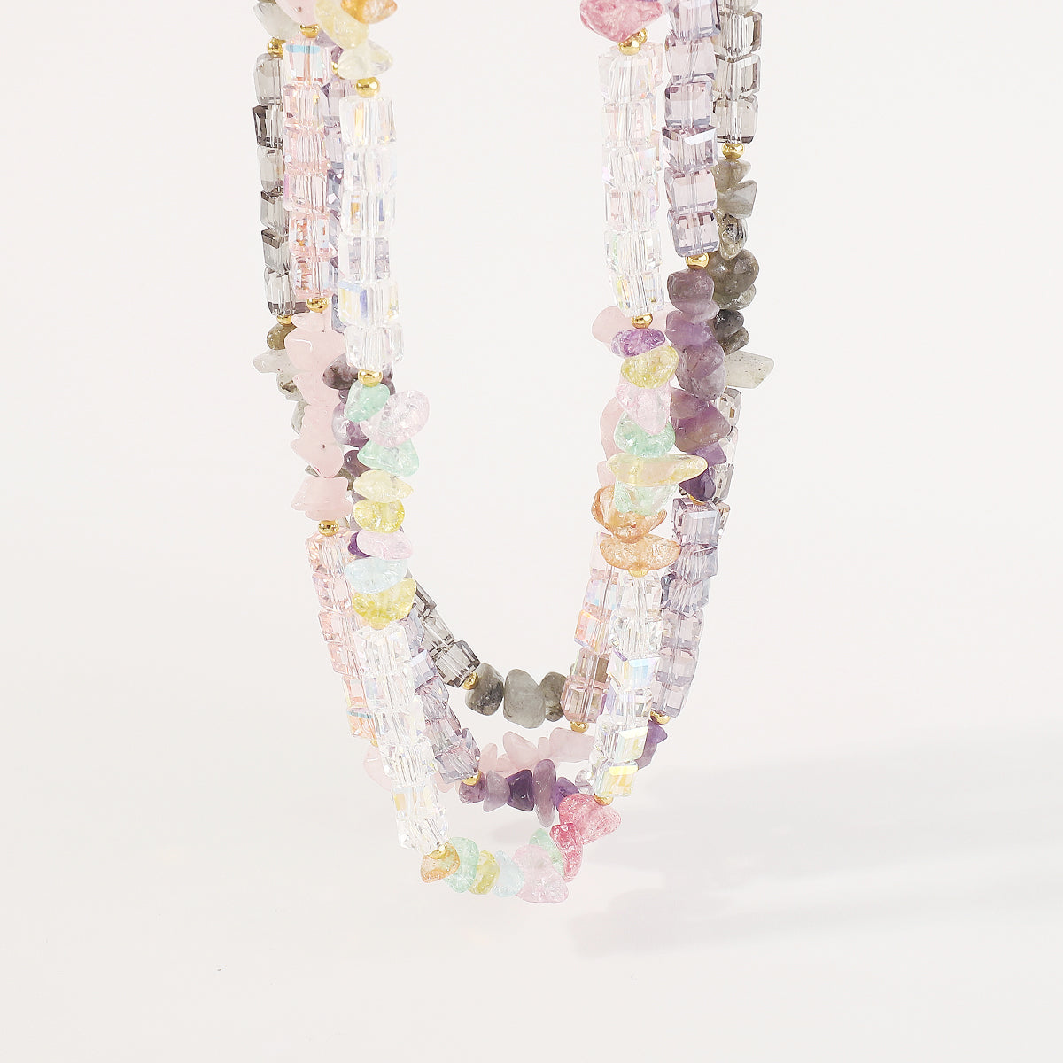 N11312 Aurora Square Beads Stone Necklace