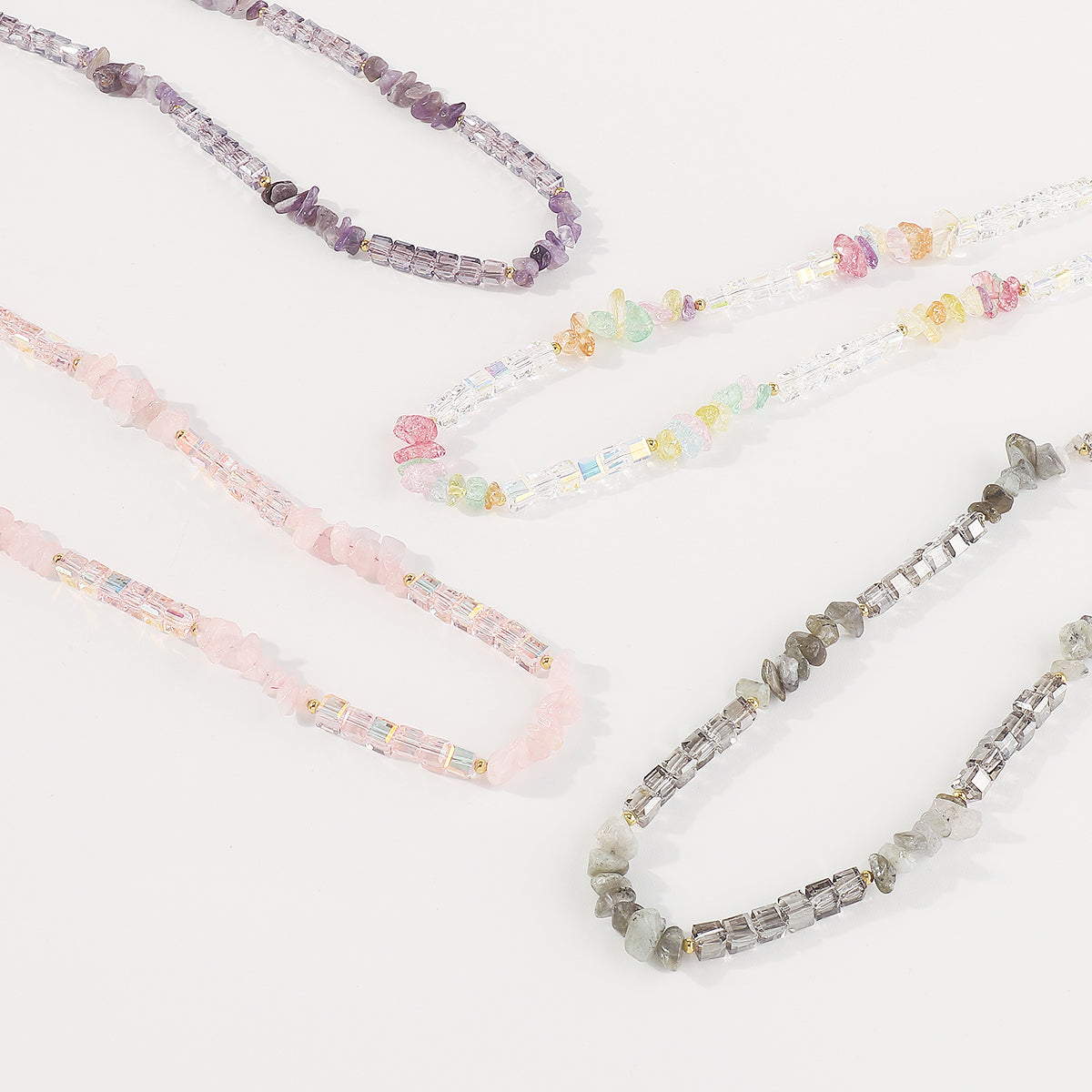 N11312 Aurora Square Beads Stone Necklace