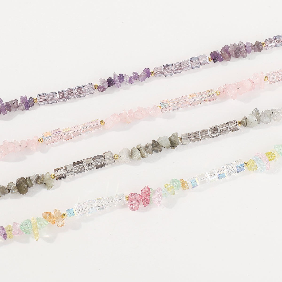 N11312 Aurora Square Beads Stone Necklace