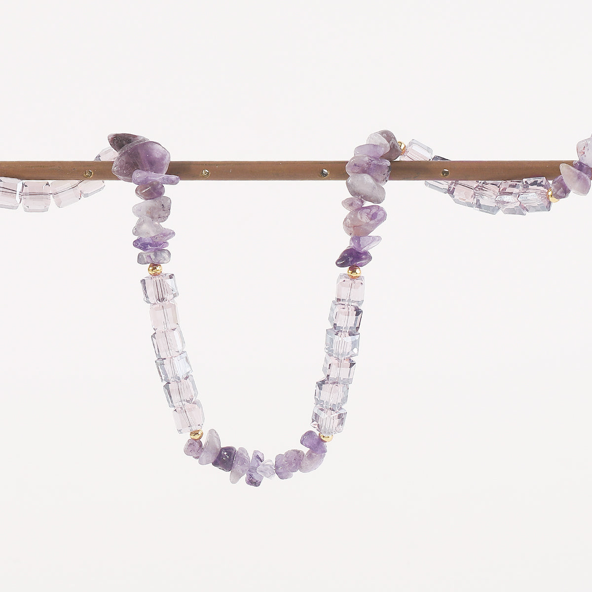 N11312 Aurora Square Beads Stone Necklace