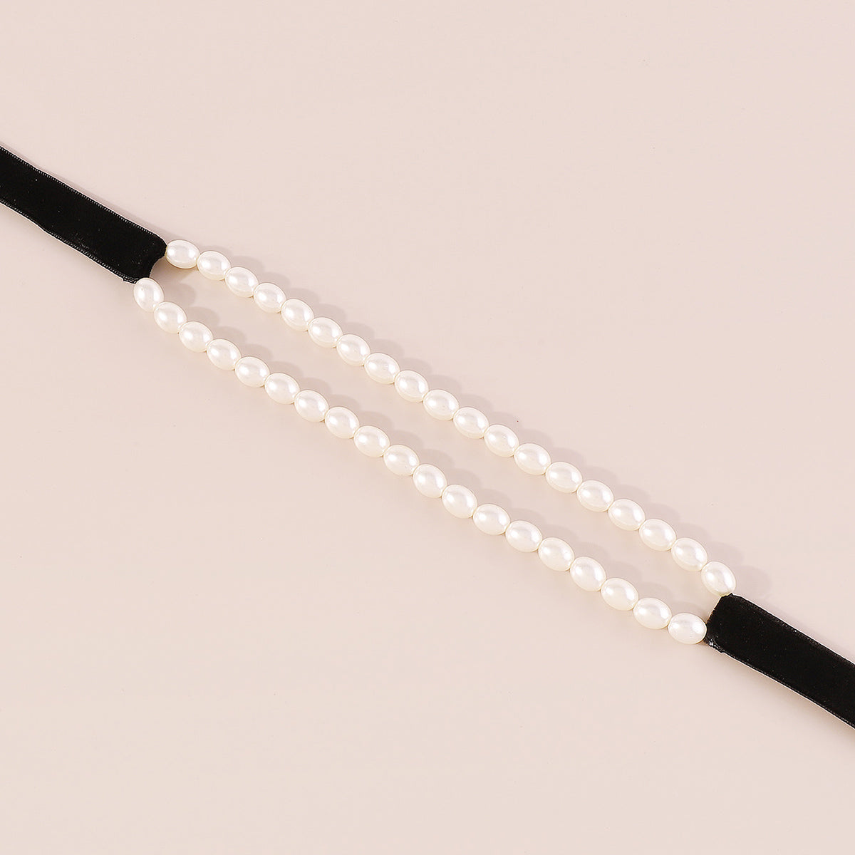 N11335 Flannel Pearl Chain Choker Necklace