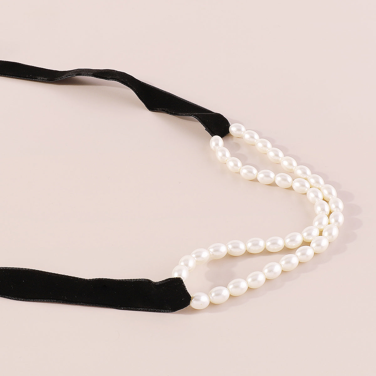 N11335 Flannel Pearl Chain Choker Necklace