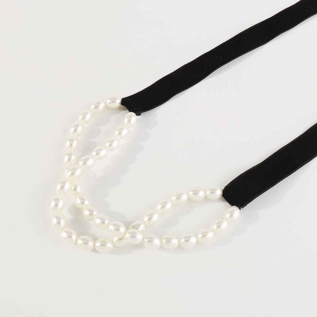 N11335 Flannel Pearl Chain Choker Necklace