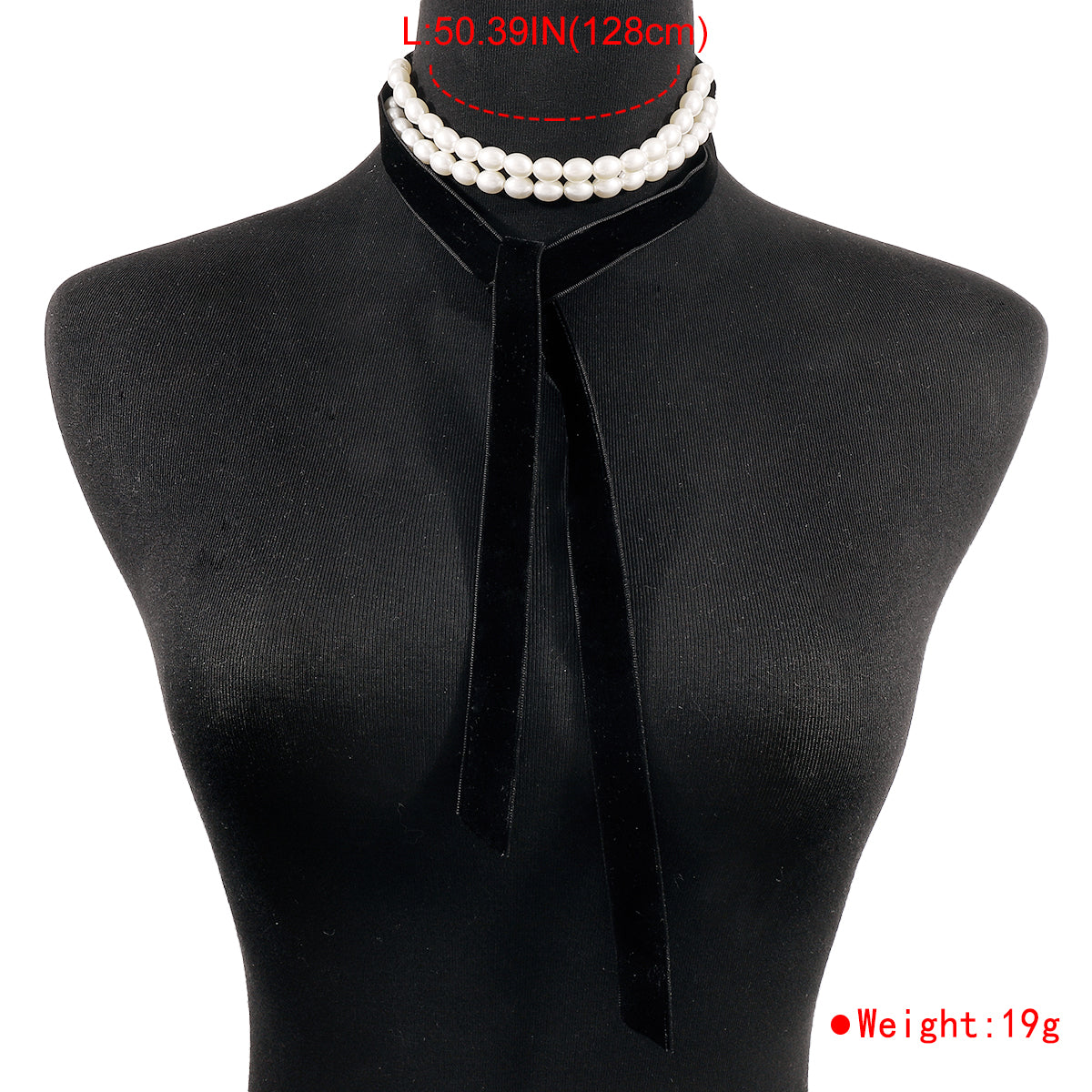 N11335 Flannel Pearl Chain Choker Necklace