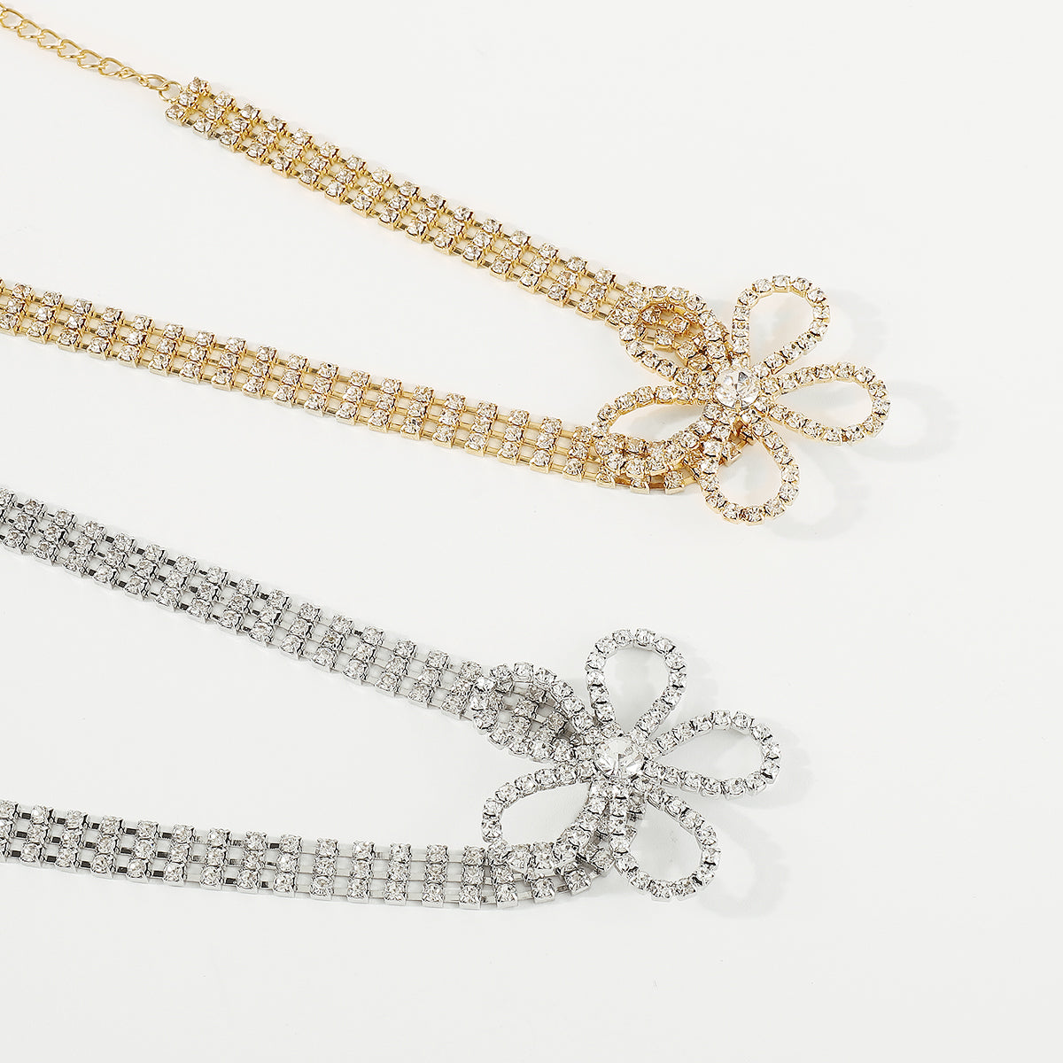 N11375 Crystal Flower Choker Necklace