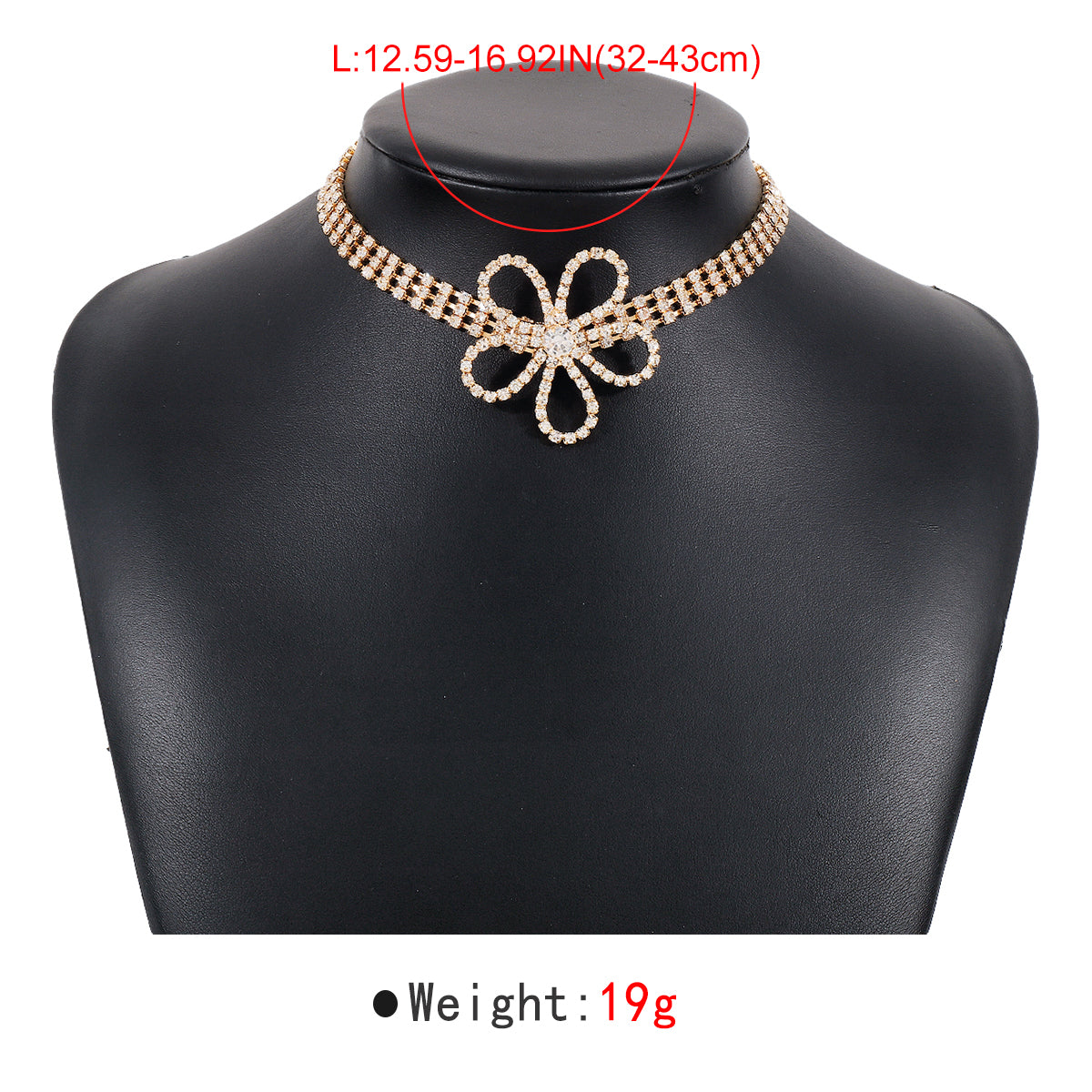 N11375 Crystal Flower Choker Necklace