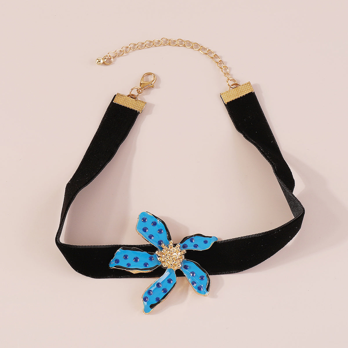 N11378 Enamel Flower Choker Necklace