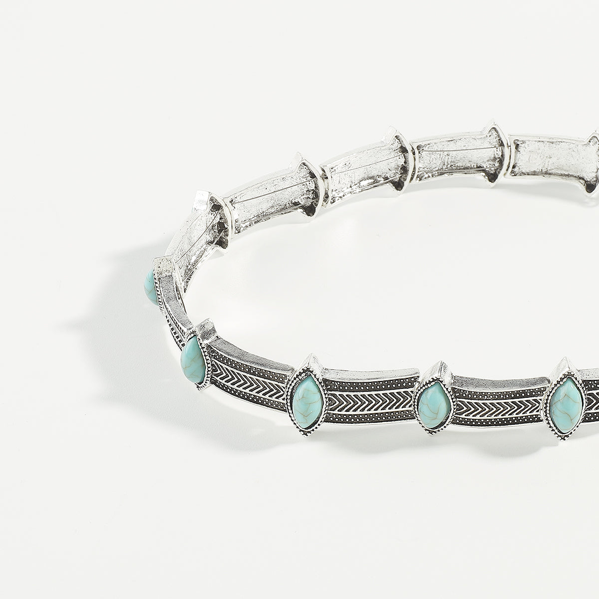 N11406 Retro Geometric Turquoise Choker Necklace