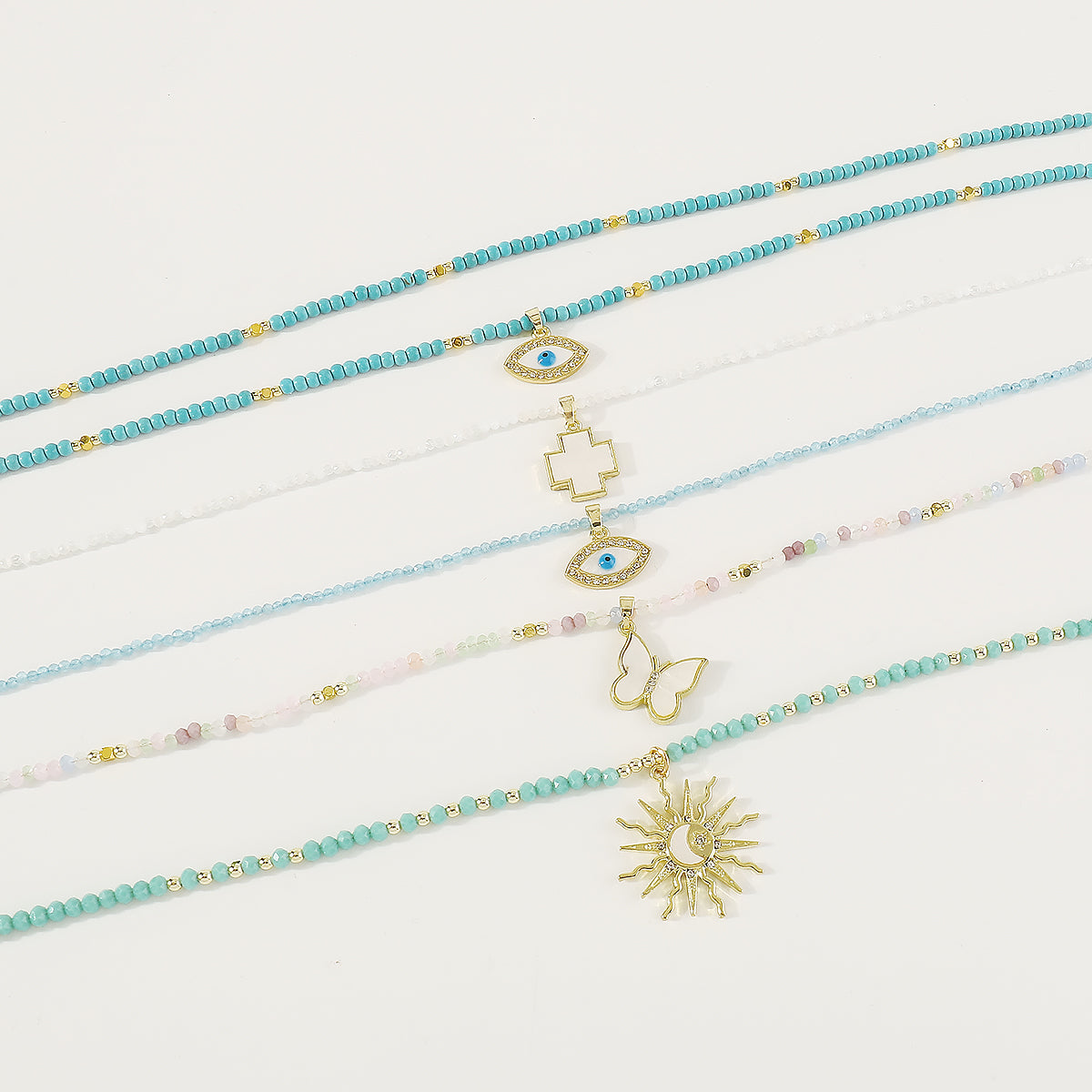 N11435 Stainless Steel Beaded Pendant Necklace