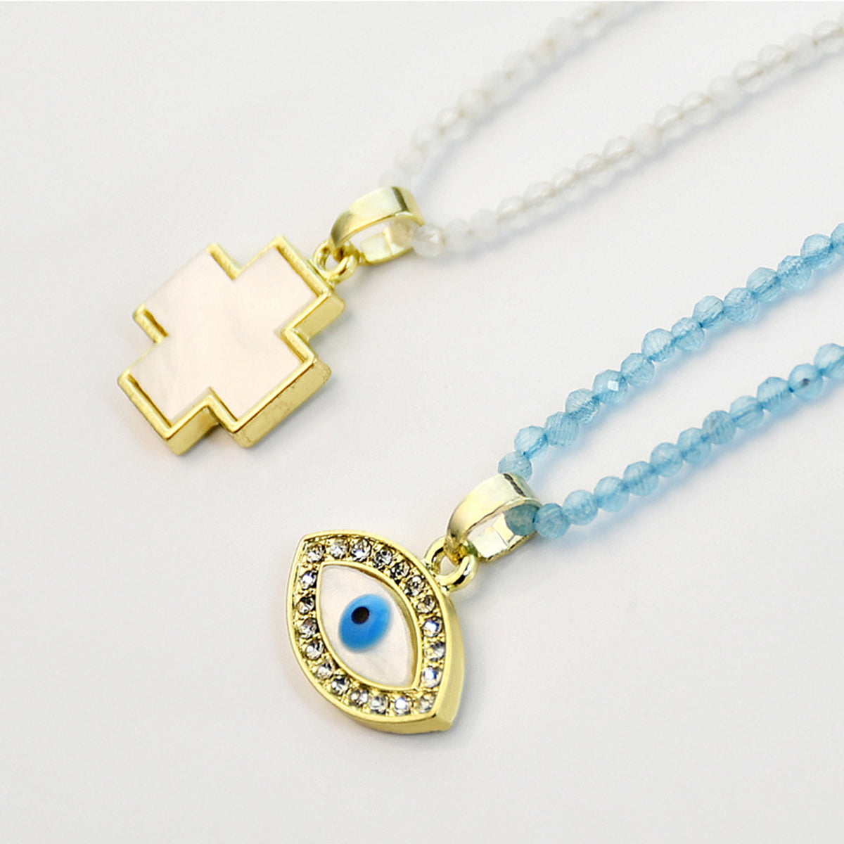 N11435 Stainless Steel Beaded Pendant Necklace