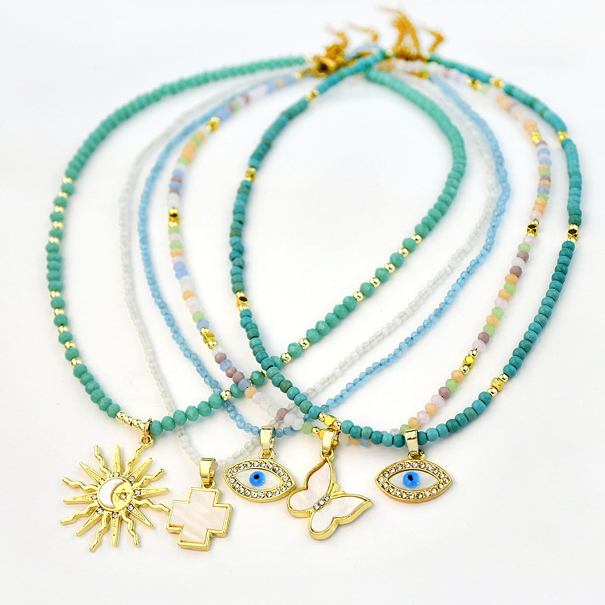 N11435 Stainless Steel Beaded Pendant Necklace