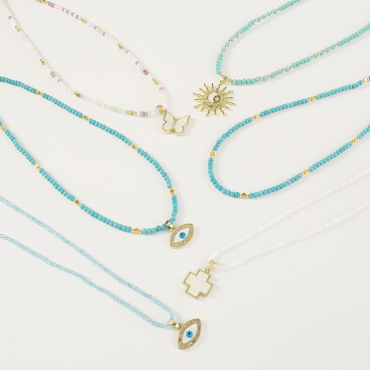 N11435 Stainless Steel Beaded Pendant Necklace