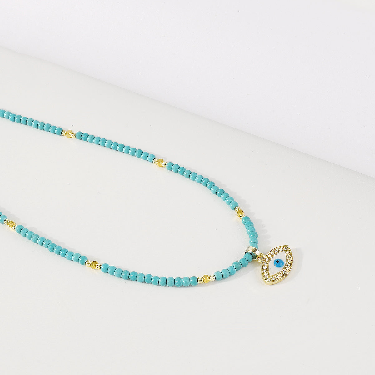 N11435 Stainless Steel Beaded Pendant Necklace