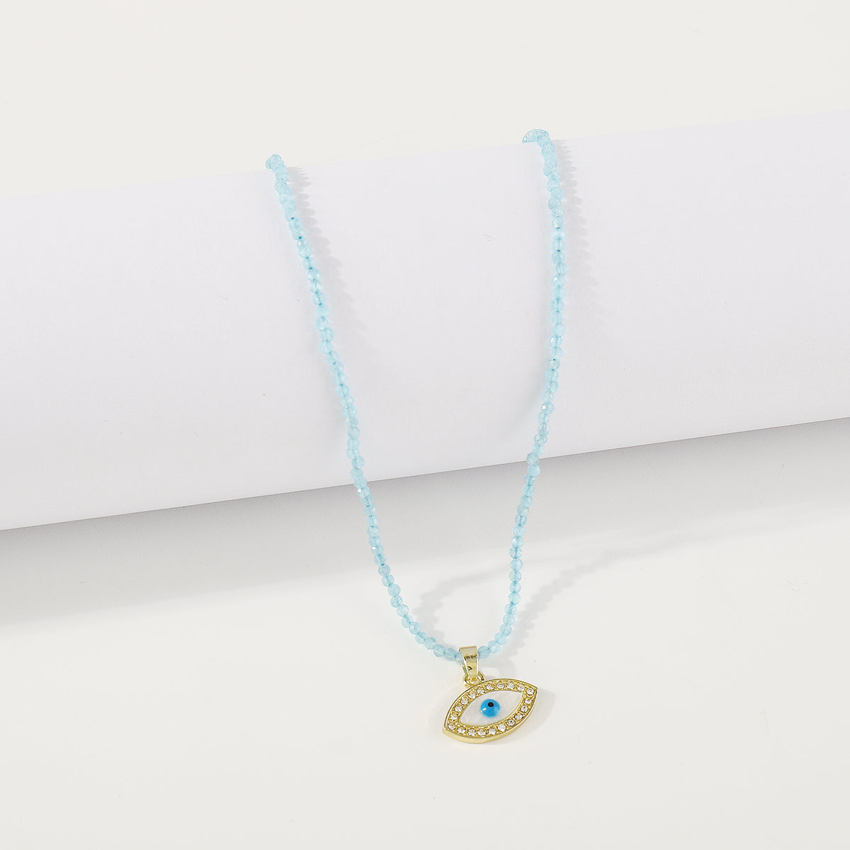 N11435 Stainless Steel Beaded Pendant Necklace