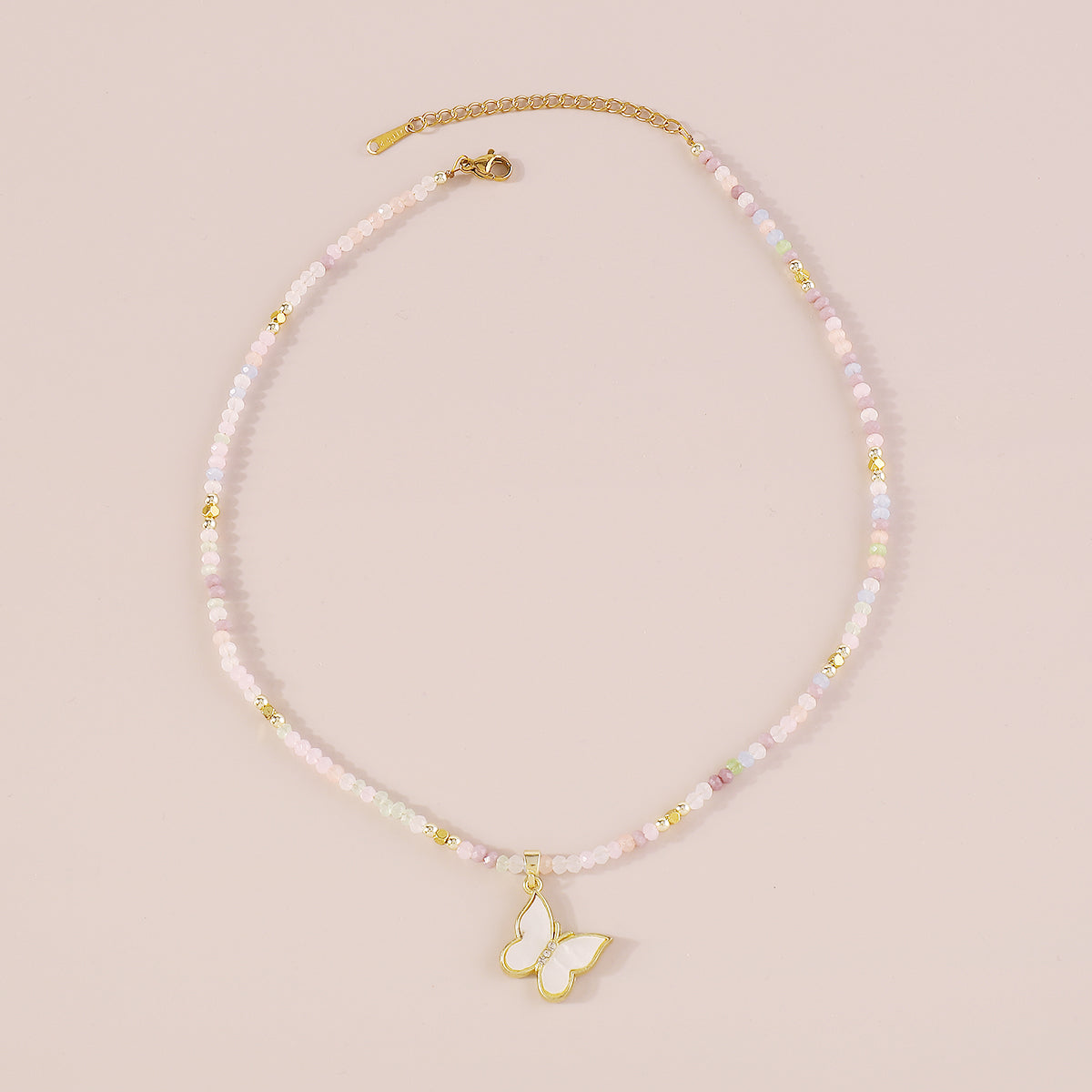 N11435 Stainless Steel Beaded Pendant Necklace