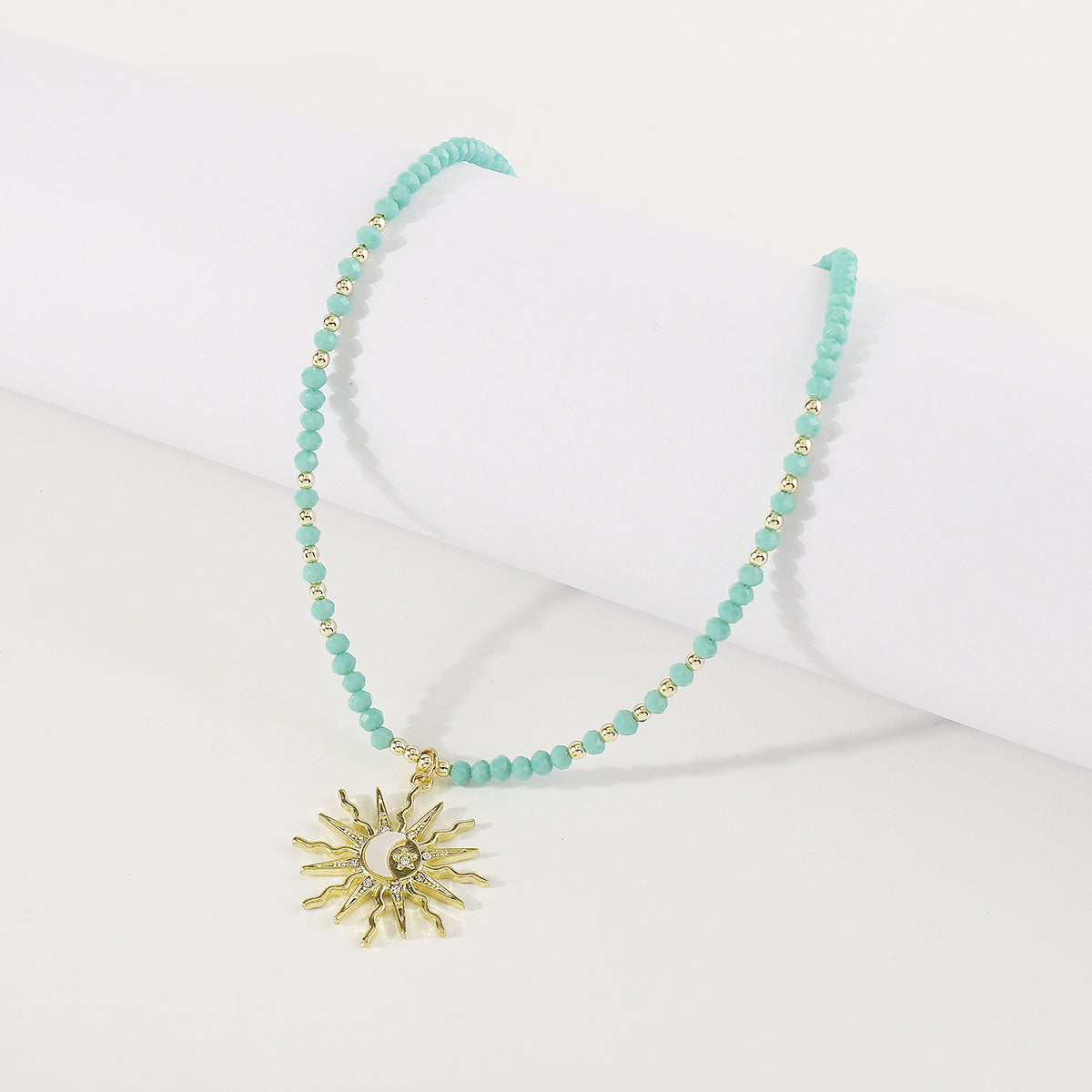 N11435 Stainless Steel Beaded Pendant Necklace