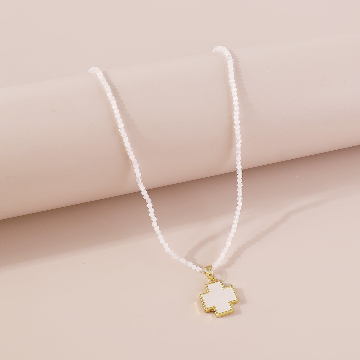 N11435 Stainless Steel Beaded Pendant Necklace