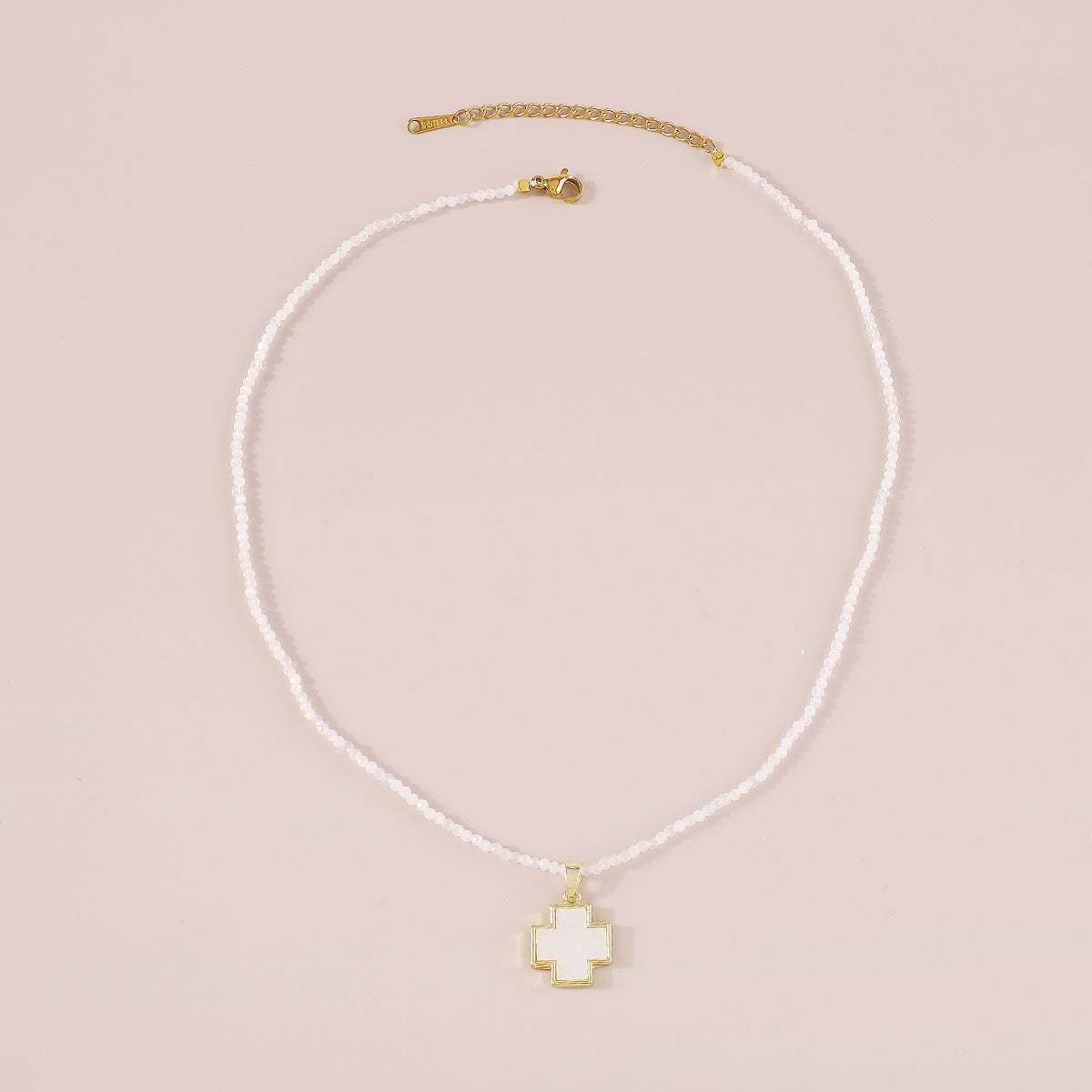 N11435 Stainless Steel Beaded Pendant Necklace