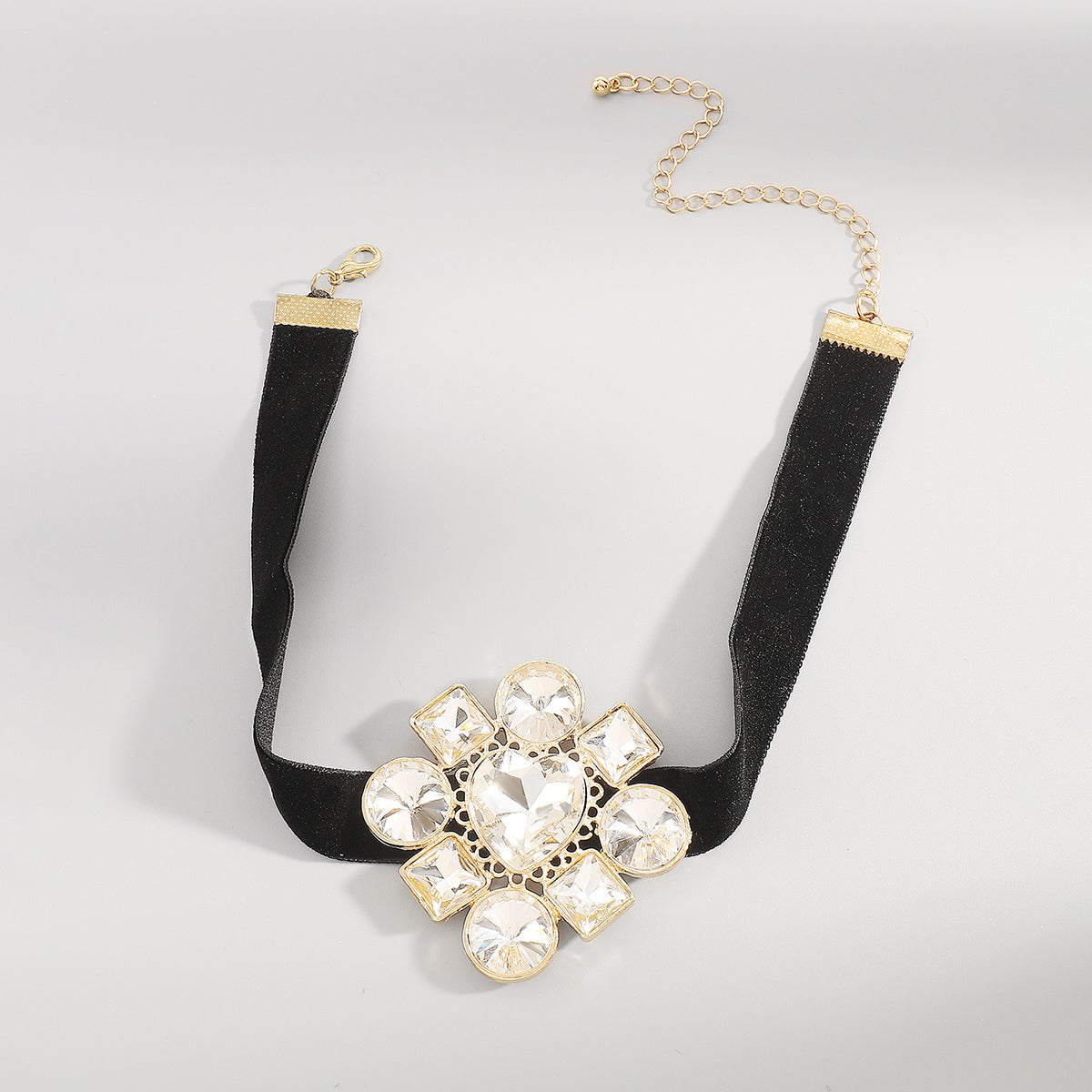 N11475 Geometric Multicolor Crystal Choker Necklace