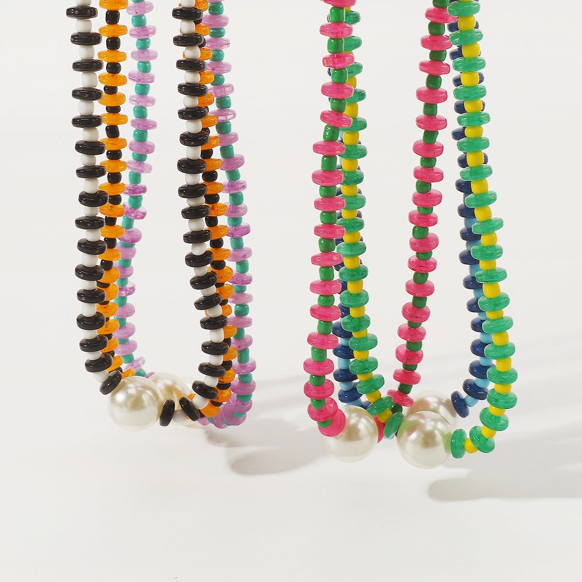 N11479 Colorful Beaded Pearl Pendant Necklace