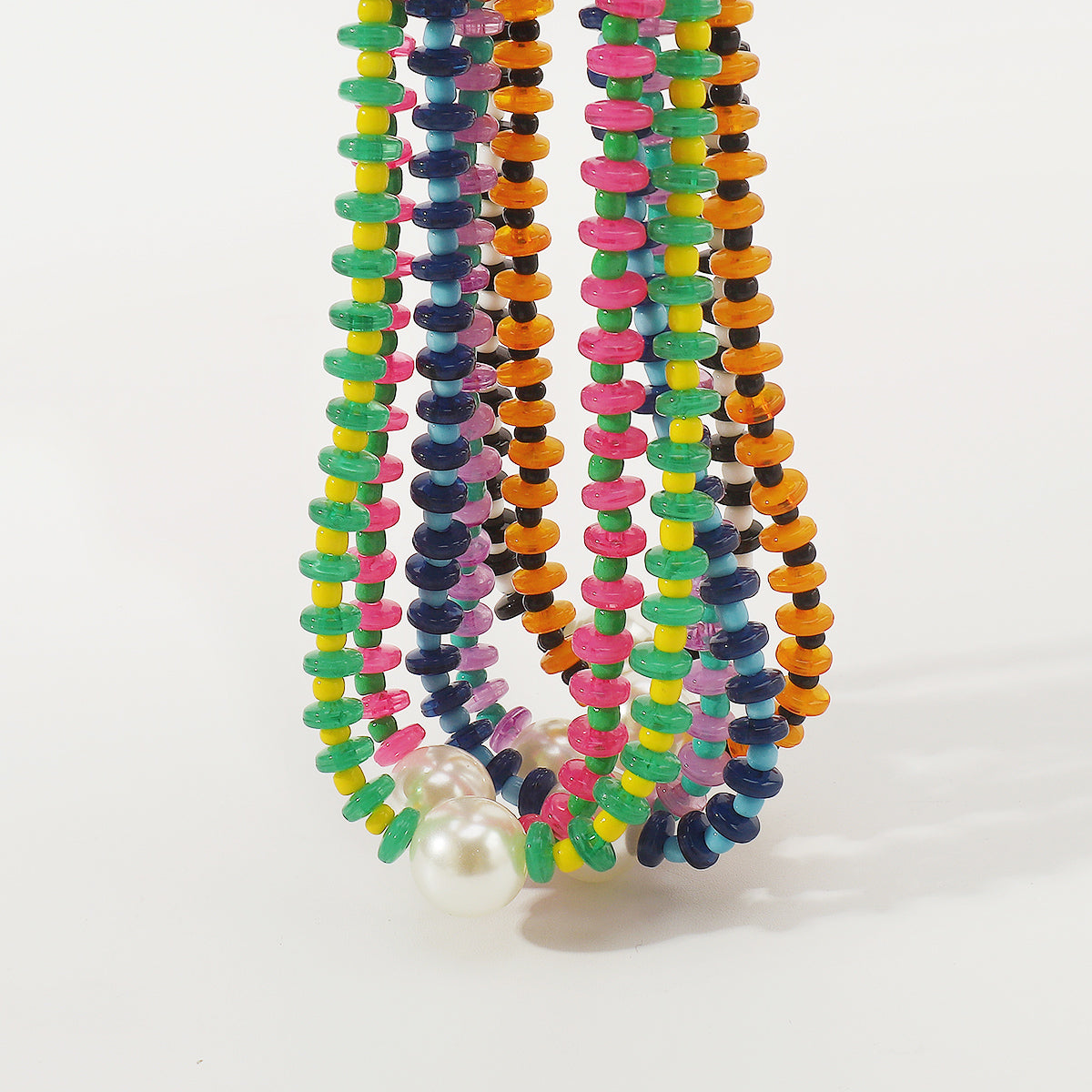 N11479 Colorful Beaded Pearl Pendant Necklace