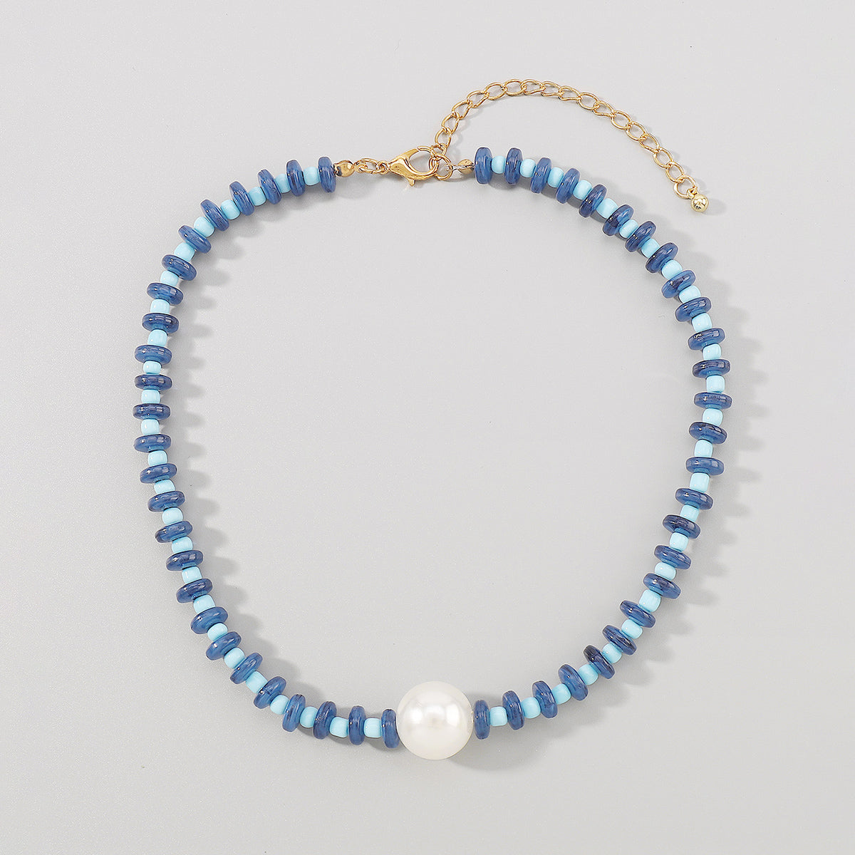 N11479 Colorful Beaded Pearl Pendant Necklace
