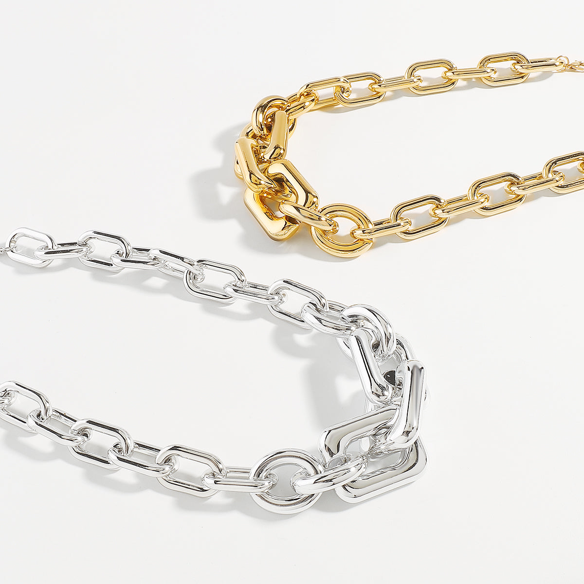 N11504 Punk Chunky Chain Link Choker Necklace