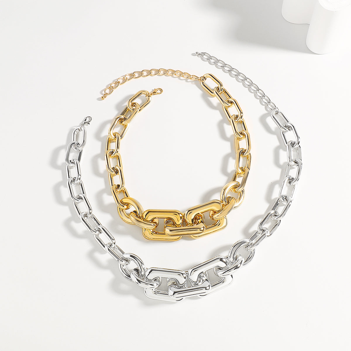 N11504 Punk Chunky Chain Link Choker Necklace