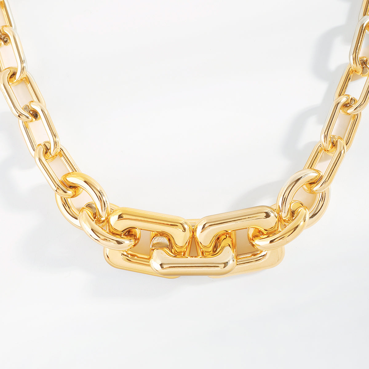 N11504 Punk Chunky Chain Link Choker Necklace