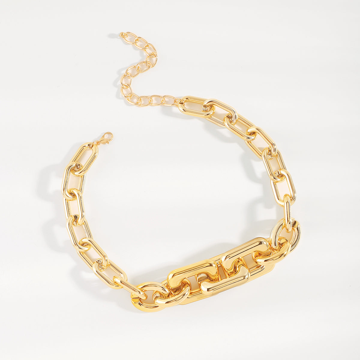 N11504 Punk Chunky Chain Link Choker Necklace